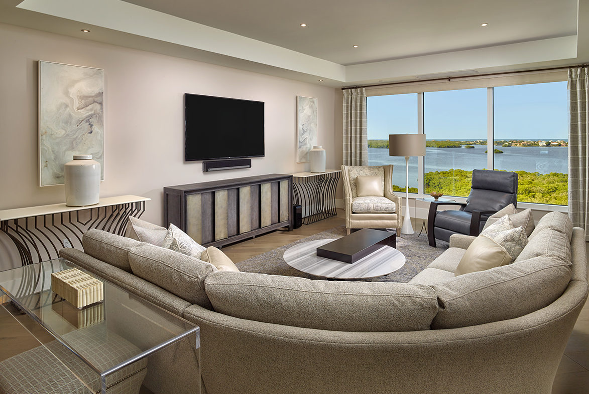 Bonita Bay PR Living Room (Wide View) - Pizzazz Interiors - Naples, FL