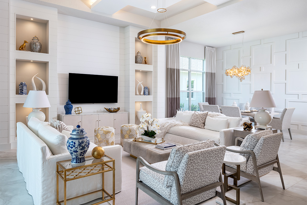 Cambria III Model in Wild Blue / Sarasota, FL / Family Room by Pizzazz Interiors